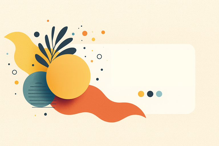 Abstracte illustratie met kleurrijke vormen in geel, oranje en blauw die visuele creativiteit en aantrekkelijk webdesign symboliseren.