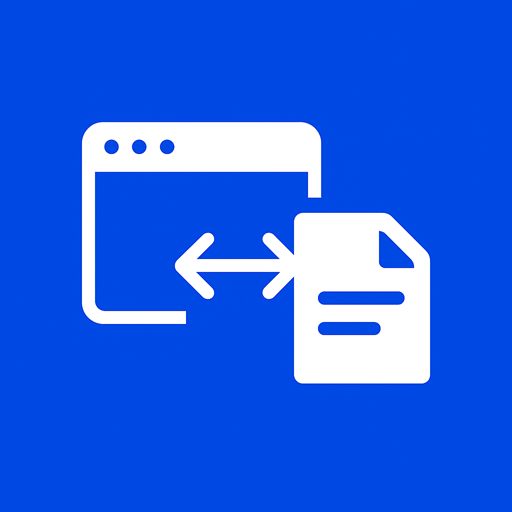 Illustratie van een browservenster gekoppeld aan een document via pijlen, symbool voor cloudintegratie en online samenwerking.