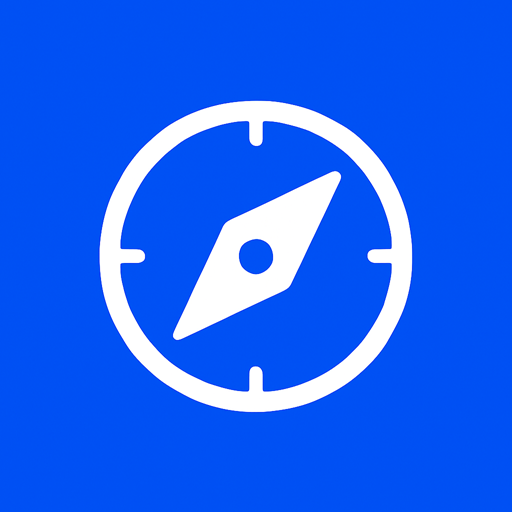 Wit kompaspictogram op een blauwe achtergrond, symbool voor een bedrijf dat direct zichtbaar is in lokale zoekresultaten en op Google Maps.