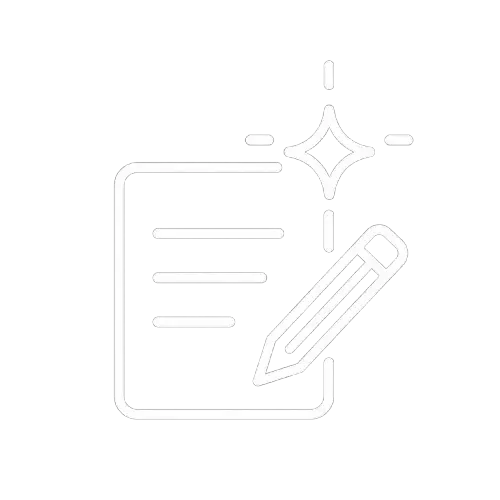 Pictogram van een tekstdocument met een potlood als symbool voor het schrijven, verbeteren en bewerken van webteksten met ondersteuning van AI.